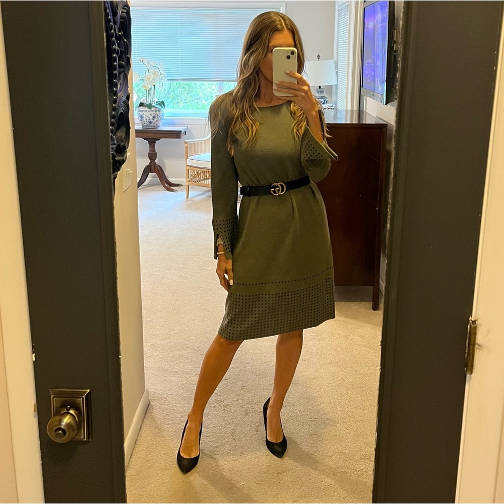 NIC+ZOE Olive Green Knit Midi Dress
